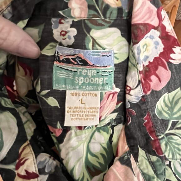 Reyn Spooner Shirt Men's Size L Hibiscus Flowers Aloha Hawaiian Reverse Y2K - Picture 5 of 6